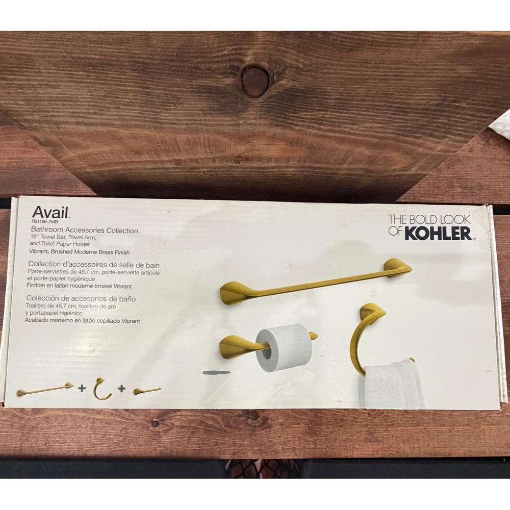 Kohler Avail 3 Piece Bathroom Accessory Set Brushed Moderne Brass R31186-2MB